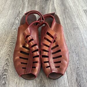 Murano Red Leather Cutout Sandals